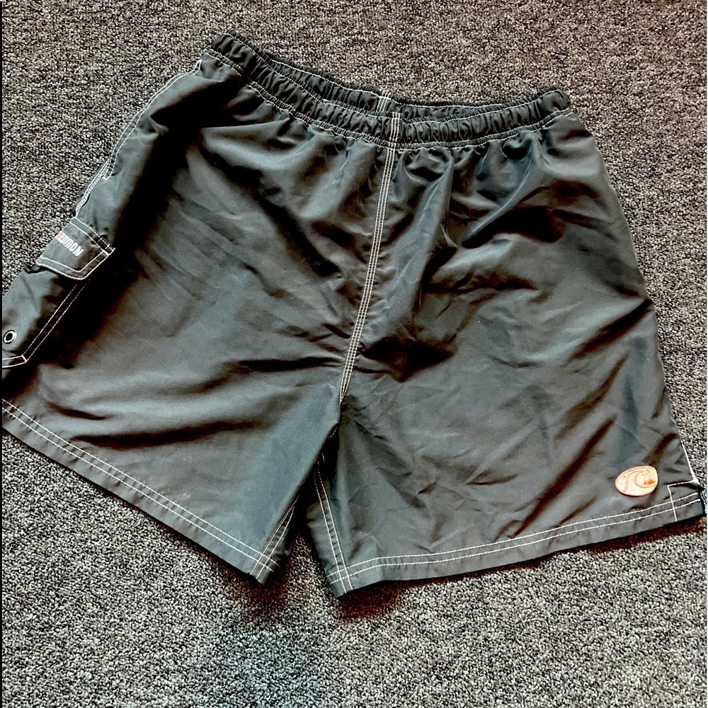 QuikSilver Edition Mens Black Elastic Waist Drawstring  Lined Swim Trunks L